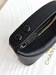 Fortok Chanel Micro Top Handle Round Hobo Pouch in Black Grained Calfskin 11*11*4cm - 6