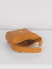Fortok Chanel Micro Top Handle Round Hobo Pouch Brown Grained Calfskin 11*11*4cm - 5