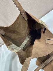 Fortok Prada Large Suede and Crochet Tote Bag Brown 35x38x5cm - 5