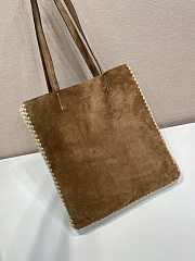 Fortok Prada Large Suede and Crochet Tote Bag Brown 35x38x5cm - 3