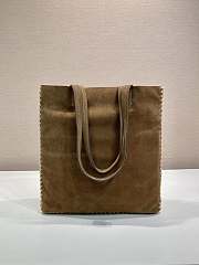 Fortok Prada Large Suede and Crochet Tote Bag Brown 35x38x5cm - 2