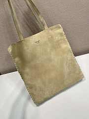 Fortok Prada Large Suede and Crochet Tote Bag Beige 35x38x5cm - 4