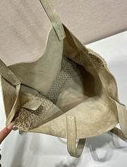 Fortok Prada Large Suede and Crochet Tote Bag Beige 35x38x5cm - 3