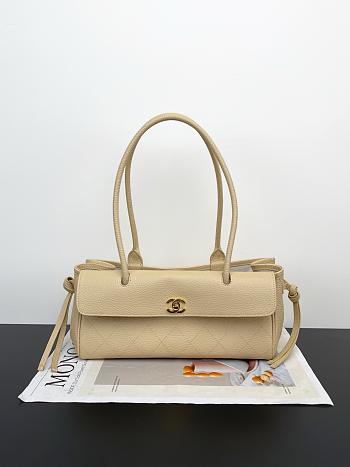 Fortok Chanel Grained Calfskin Stitched Urban Essentials Shopping Bag Beige 30.5×11.5×15cm