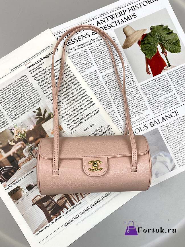 Fortok Chanel Preppy Coco Bowling Bag Salmon Pink 20×10×11cm  - 1