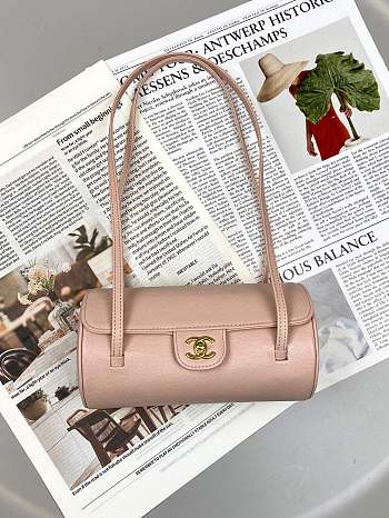 Fortok Chanel Preppy Coco Bowling Bag Salmon Pink 20×10×11cm 