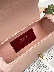 Fortok Chanel Preppy Coco Bowling Bag Salmon Pink 20×10×11cm  - 6