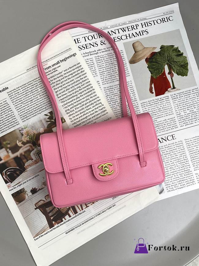 Fortok Chanel Preppy Coco Bowling Small Bag Pink 14×22x7cm - 1