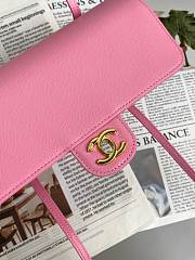 Fortok Chanel Preppy Coco Bowling Small Bag Pink 14×22x7cm - 5