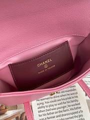 Fortok Chanel Preppy Coco Bowling Bag Pink 11.5×17x5cm - 3