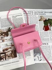 Fortok Chanel Preppy Coco Bowling Bag Pink 11.5×17x5cm - 2