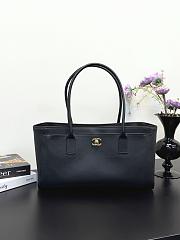 Fortok Chanel Small Cerf Shopping Bag Black Calfskin Black 34×13×20cm - 1