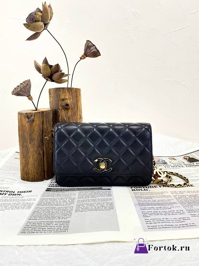 Fortok Chanel Wallet on Chain Black 19×3.5×12cm - 1