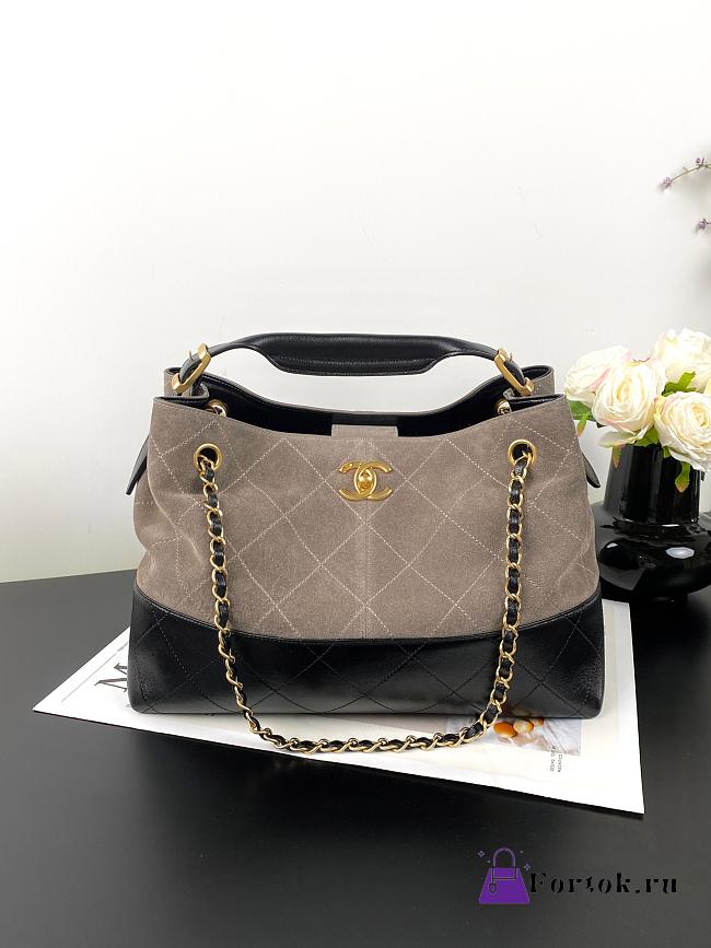 Fortok Chanel Suede Calfskin Small Coco Base Shopping Bag 33×12×24cm - 1