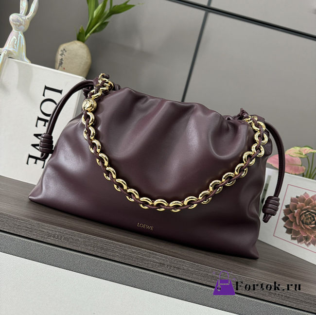 Fortok Loewe Flamenco Clutch Large Nappa Calfskin Burgundy 41*9*26cm - 1