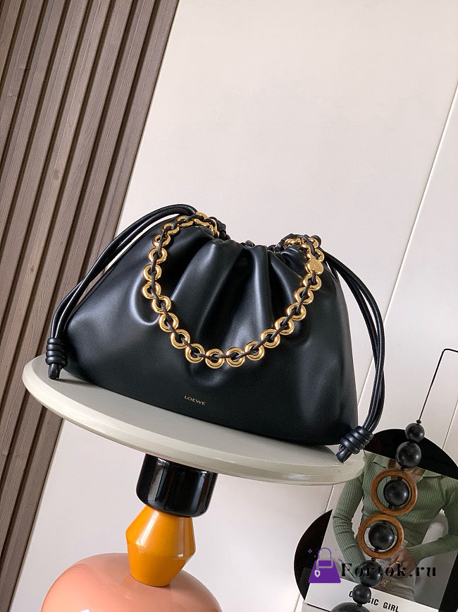 Fortok Loewe Flamenco Clutch Large Nappa Calfskin Black 41*9*26cm - 1