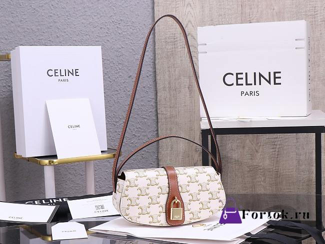 Fortok Celine Tabou Crossbody Handbag White Triomphe 18 x 8 x 5cm - 1