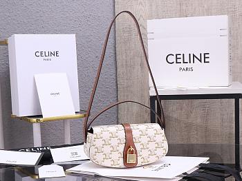 Fortok Celine Tabou Crossbody Handbag White Triomphe 18 x 8 x 5cm