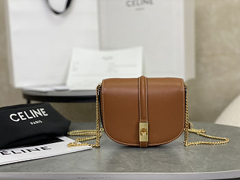 Fortok Celine Small 16 Wallet On Chain Tan Calfskin 14x11x5cm