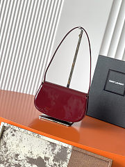 Fortok Saint Laurent Mini Voltaire Shoulder Bag Gloss Burgundy Patent Leather 17.5x13.5x5cm - 6