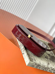 Fortok Saint Laurent Mini Voltaire Shoulder Bag Gloss Burgundy Patent Leather 17.5x13.5x5cm - 5
