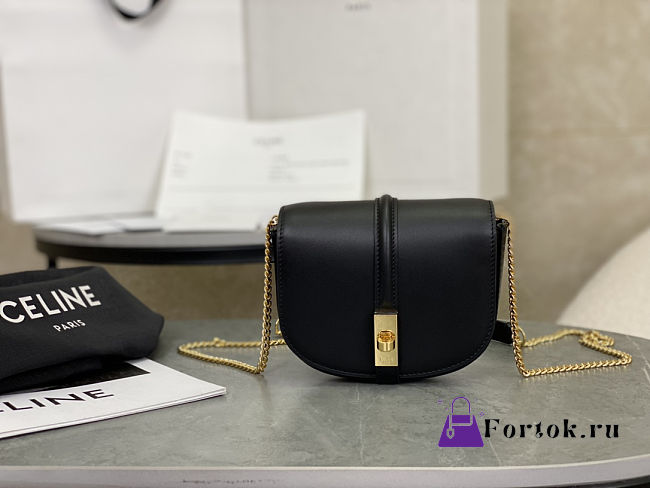 Fortok Celine Small 16 Wallet On Chain Black Calfskin 14x11x5cm - 1