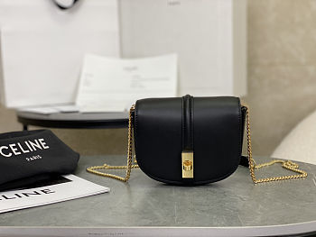 Fortok Celine Small 16 Wallet On Chain Black Calfskin 14x11x5cm