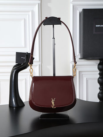 Fortok Saint Laurent Voltaire Gloss Burgundy Patent Leather 17.5×21×8cm