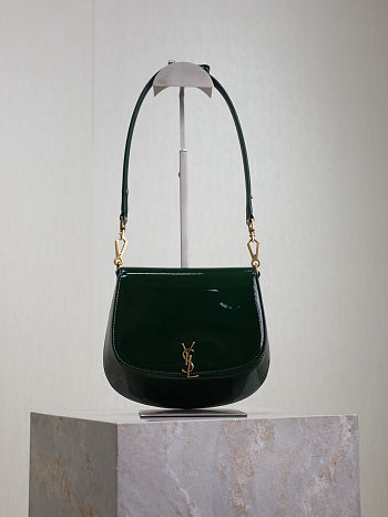 Fortok Saint Laurent Voltaire Gloss Green Patent Leather 17.5×21×8cm