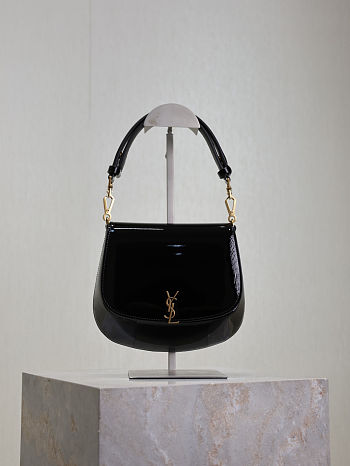 Fortok Saint Laurent Voltaire Gloss Black Patent Leather 17.5×21×8cm