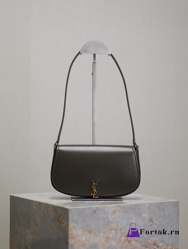 Fortok Saint Laurent Black Mini Voltaire Leather Shoulder Bag Grey 13.5x17.5x5cm - 1