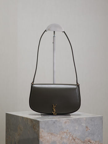 Fortok Saint Laurent Black Mini Voltaire Leather Shoulder Bag Grey 13.5x17.5x5cm