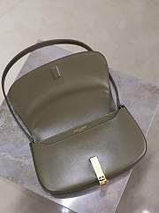 Fortok Saint Laurent Black Mini Voltaire Leather Shoulder Bag Olive Green 13.5x17.5x5cm - 3