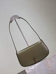 Fortok Saint Laurent Black Mini Voltaire Leather Shoulder Bag Olive Green 13.5x17.5x5cm - 2