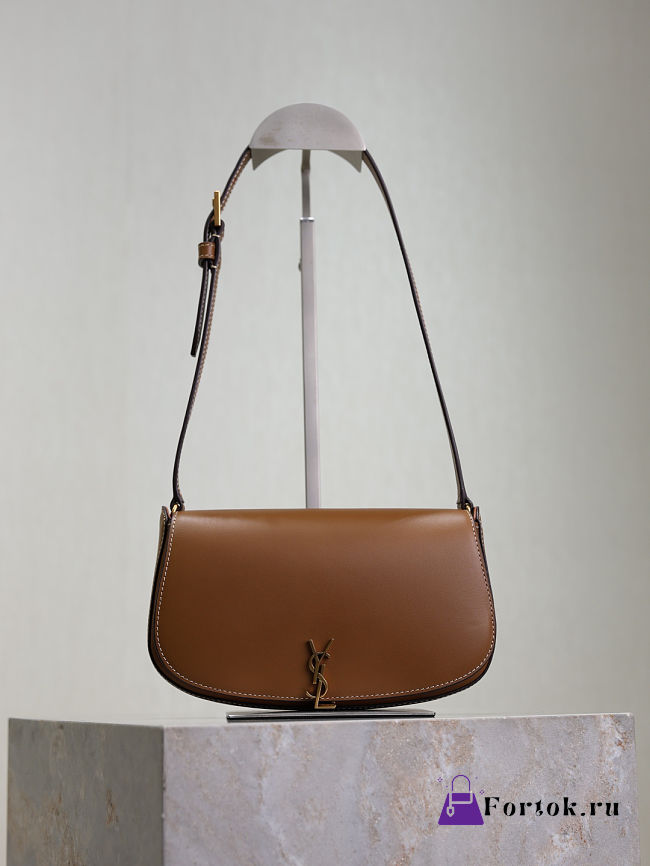 Fortok Saint Laurent Black Mini Voltaire Leather Shoulder Bag Tan 13.5x17.5x5cm - 1