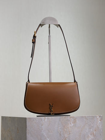 Fortok Saint Laurent Black Mini Voltaire Leather Shoulder Bag Tan 13.5x17.5x5cm