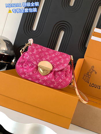 Fortok Louis Vuitton Sunset Bag Denim Pink 27 x 18 x 3cm