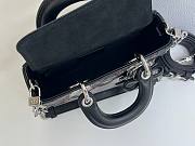 Fortok Dioramour Lady D-Joy Mini Bag Black Cannage Lambskin Embroidered with Multicolor Doves & Roses Motif 19x10x5.5cm - 6