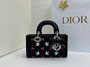 Fortok Dioramour Lady D-Joy Mini Bag Black Cannage Lambskin Embroidered with Multicolor Doves & Roses Motif 19x10x5.5cm - 5