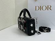 Fortok Dioramour Lady D-Joy Mini Bag Black Cannage Lambskin Embroidered with Multicolor Doves & Roses Motif 19x10x5.5cm - 3