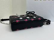 Fortok Dioramour Lady D-Joy Mini Bag Black Cannage Lambskin Embroidered with Multicolor Doves & Roses Motif 19x10x5.5cm - 2