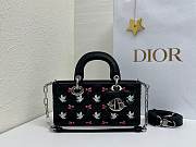 Fortok Dioramour Lady D-Joy Bag Black Cannage Lambskin Embroidered with Multicolor Doves & Roses Motif 22x12x6cm - 1