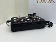 Fortok Dioramour Lady D-Joy Bag Black Cannage Lambskin Embroidered with Multicolor Doves & Roses Motif 22x12x6cm - 6