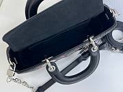 Fortok Dioramour Lady D-Joy Bag Black Cannage Lambskin Embroidered with Multicolor Doves & Roses Motif 22x12x6cm - 5