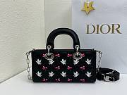 Fortok Dioramour Lady D-Joy Bag Black Cannage Lambskin Embroidered with Multicolor Doves & Roses Motif 22x12x6cm - 4