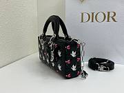 Fortok Dioramour Lady D-Joy Bag Black Cannage Lambskin Embroidered with Multicolor Doves & Roses Motif 22x12x6cm - 2