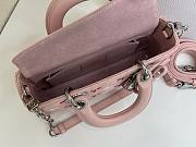Fortok Dioramour Lady D-Joy Bag Pink Cannage Lambskin Embroidered with Multicolor Doves & Roses Motif 22x12x6cm - 6