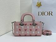 Fortok Dioramour Lady D-Joy Bag Pink Cannage Lambskin Embroidered with Multicolor Doves & Roses Motif 22x12x6cm - 4
