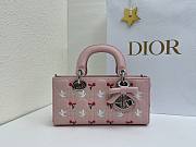 Fortok Dioramour Lady D-Joy Bag Pink Cannage Lambskin Embroidered with Multicolor Doves & Roses Motif 22x12x6cm - 3