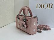 Fortok Dioramour Lady D-Joy Mini Bag Pink Cannage Lambskin Embroidered with Multicolor Doves & Roses Motif 19x10x5.5cm - 6